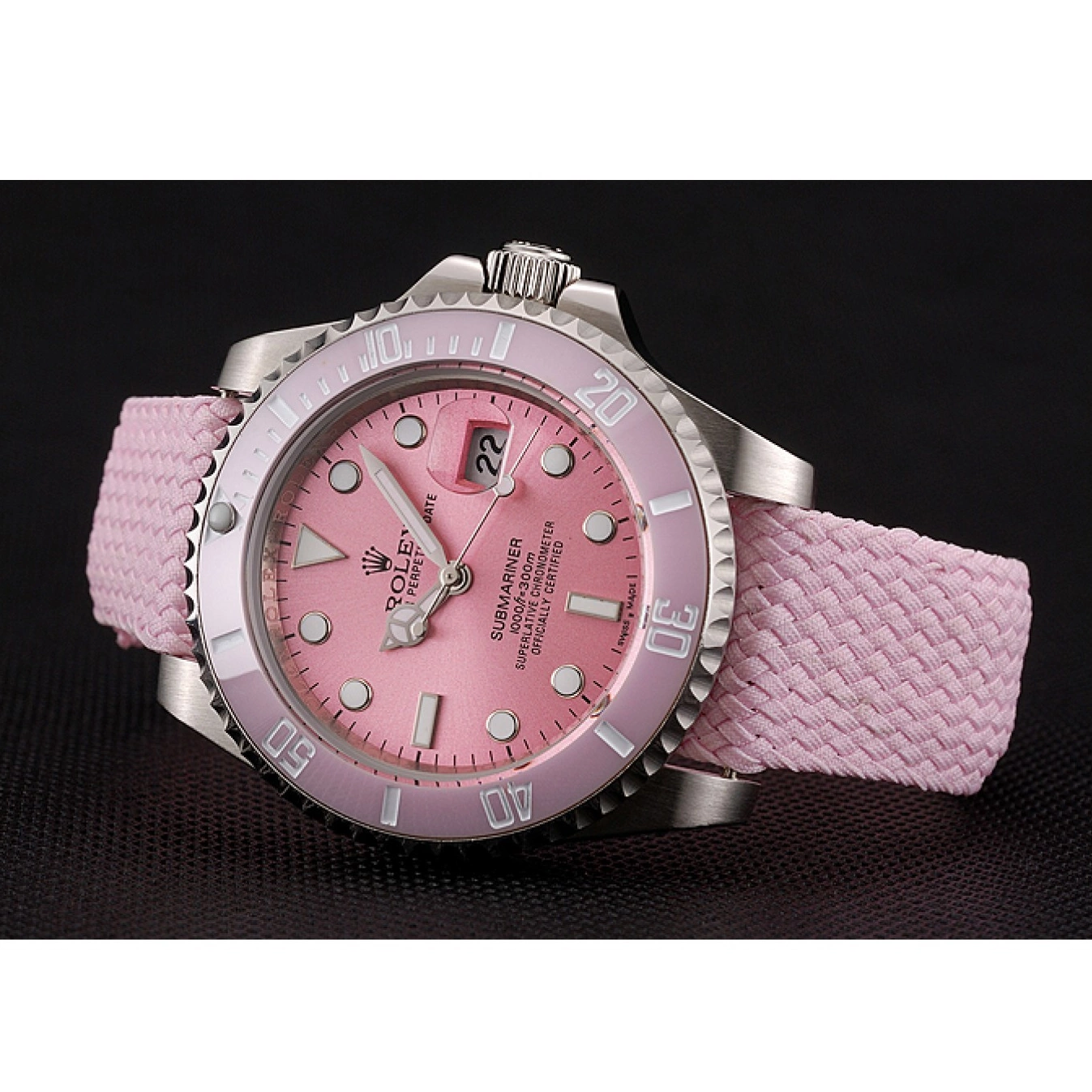 Aaa replica watch Bracelet Dial Rolex Pink Pink Submariner Pink 1453866 Fabric Bezel 0817
